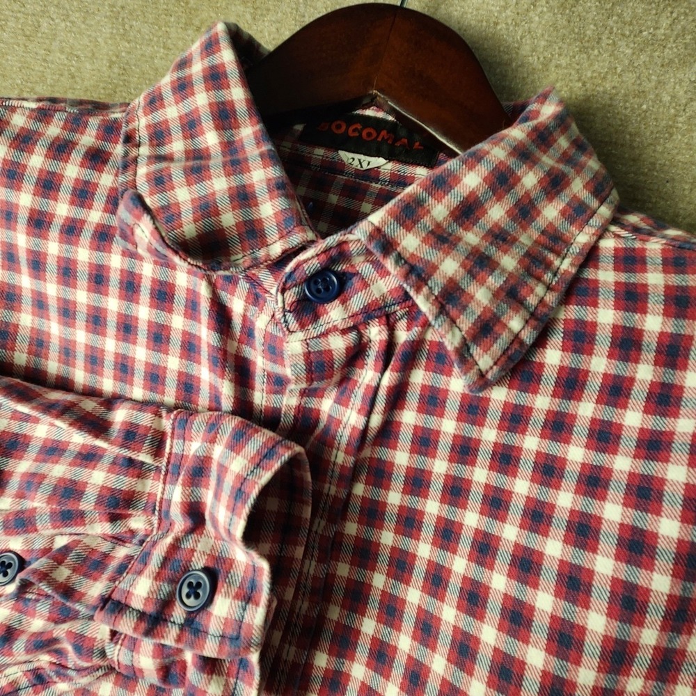 Bocomal FR Shirt Mens 2XL Red Blue Plaid Flame Resistant CAT2 Workwear